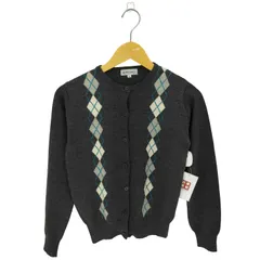 バーバリーズ BURBERRYS アーガイル柄 ラメデザイン ウール クルーネック カーディガン レディース import:L