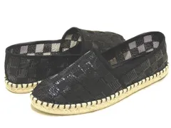 美品 ヴィトン エスパドリーユ シューズ レディース ◇ 36 1/2 ブラック ダミエ メッシュ スパンコール LOUIS VUITTON 靴 スリッポン ▼7L