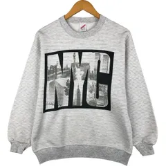 古着 80~90年代 ジャージーズ Jerzees ボーダー柄 プリントスウェットシャツ トレーナー USA製 メンズL相当 ヴィンテージ/eaa599162