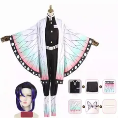 鬼滅の刃 コスプレ衣装 胡蝶しのぶ 7点セット（羽織+コート+ゲートル+ズボン+ベルト+ヘアアクセサリー+ウィッグ）大人用 コスチューム cosplay文化祭 学園祭 仮装 舞台服 イベント用