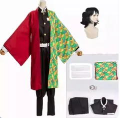 鬼滅の刃 コスプレ衣装 冨岡義勇 6点セット（コート+インナー+ゲートル+ズボン+ベルト+ウィッグ）子供用 コスチューム cosplay文化祭 学園祭 仮装 舞台服 イベント用