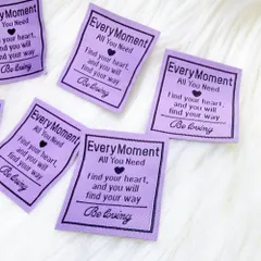 【パープルMomentラベル】8枚 布タグ 刺繍タグ