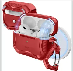 ★ESR AirPods Pro2 ケース MagSafe対応 AirPods Pro 第2世代/第1世代 (2023/2022/2019)専用 HaloLock付き(USB-C/Lightningケーブル対応)、強力な落下防止、磁気付き蓋、レッド