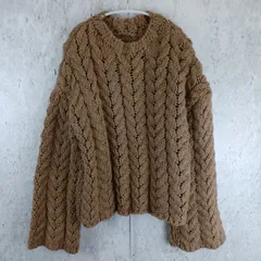 select MOCA セレクトモカ クルーネックリーフ編みローケージニット セーター ブラウン 長袖 Fサイズ◇〇