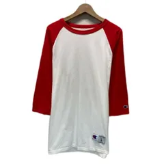 Champion　ロンT　七分袖　カットソー　トップス　クルーネック　ラグラン　無地　バイカラー　ワンポイント　ブランドロゴ　ワッペン　アメカジ　古着