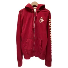 Abercrombie＆Ficth　ジップアップパーカー　フード　フルジップ　裏起毛　ワンポイント　ブランドロゴ　ワッペン　袖ライン　アメカジ　古着