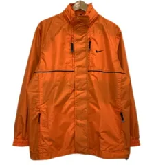 NIKE　ナイロンジャンパー　ブルゾン　アウター　ハイネック　フルジップ　フード収納可能　無地　ワンポイント　ブランドロゴ　スウッシュ　刺しゅう　スポーツ　古着