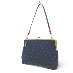 ayanokoji ハンドバッグ がま口バッグ ドット柄 チャーム ブルー 