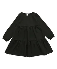Bee【♪クーポン利用で20％OFF♪】ティアードワンピース◇ブラック◇韓国子供服 韓国子ども服 韓国こども服 キッズ 女の子 長袖 ロング 無地 100 110 120 130 140 150
