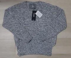 新品未使用！OSMOSIS(オズモーシス)メリヤス編み？ミックス毛糸のリブニット ブラック ホワイト/レディースMサイズくらい