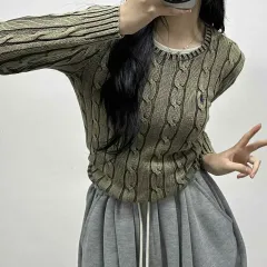 POLO RALPH LAUREN ポロラルフローレン ジュン新モデル ケーブル ピマコットン ガールズ クルーネック ニット (S)