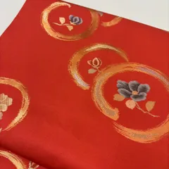 名古屋帯 金彩 丸に花 織出し 九寸 正絹 MA-2497