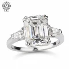 【大粒が放つ、異次元の透明感】1ctモアサナイトリング／エメラルドカット／両サイドもMoissanite／S925シルバー／GRA鑑定書付／大粒 指輪 レディース／婚約 結婚 記念日 プレゼントに／普段使い 高見え