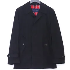 COMME DES GARCONS HOMME 裏地チェック パッカリングステッチ ハーフコート ジャケット Sサイズ ブラック HR-C019のサムネイル