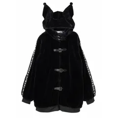 Kuromi NOEMIE sanrio クロミ ノエミー サンリオ スタンドフードユニセックスファーブルゾン パーカー ジップアップ サイドロゴ 耳付き 紫