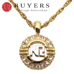 【中古】 ニナリッチ ネックレス ロゴ メタル ラインストーン ゴールド GP アクセサリー メッキ レディース 女性 NINA RICCI