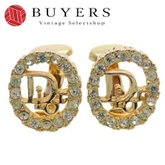 【中古】 クリスチャンディオール イヤリング CDロゴ メタル ラインストーン ゴールド GP メッキ アクセサリー レディース 女性 Christian Dior