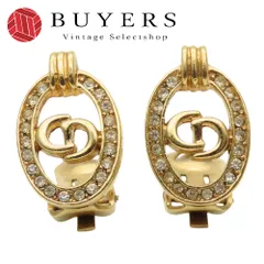 【中古】 クリスチャンディオール イヤリング CDロゴ メタル ラインストーン ゴールド メッキ GP アクセサリー レディース 女性 Christian Dior