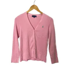 ラルフローレン RALPH LAUREN Vネック ニット カーディガン ロゴ 長袖 女の子 160 ピンク ■FY