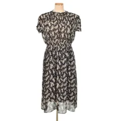 アナトリエ ANATELIER 花柄 ワンピース 半袖 ロング フレア 38 黒 ブラック ■FY