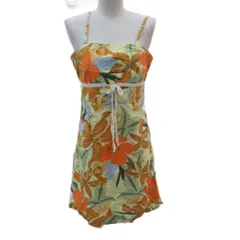 ロキシー ROXY キャミワンピース ミニ丈 L オレンジ 花柄 /SM25 ■GY58