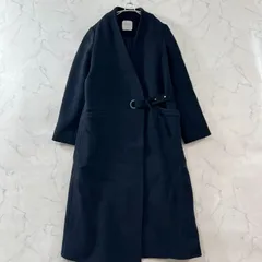 ユナイテッドトーキョー ノーカラーロングコート ベルト 濃紺 アシンメトリー UNITED TOKYO  B1845