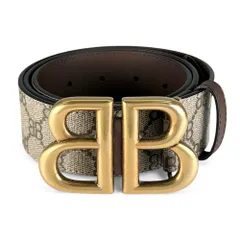 【在庫一掃】 グッチ ベルト メンズ グッチ/バレンシアガ BBベルト GUCCI 680453 GGスプリームキャンバス    ベージュ ゴールド金具 美品【中古品】