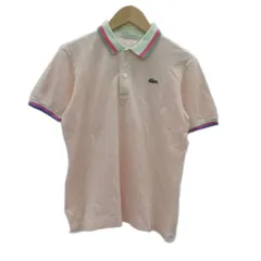 ラコステ LACOSTE ポロシャツ ポロカラー 半袖 ロゴ刺繍 ピンク マルチカラー /HO26 ■GY61