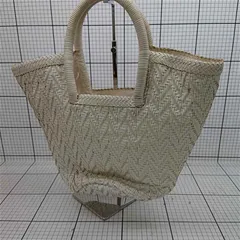 ◇ ⊂ 【パオロマージ Paolo Masi】ラフィア トートバッグ ベージュ系 イタリア製 レディース E  【1509190045383】