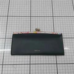 ◇ Θ 【ポール・スミス Paul Smith】レザー がま口 長財布 ブラック系 花柄フラップ レディース E  【1509190049237】