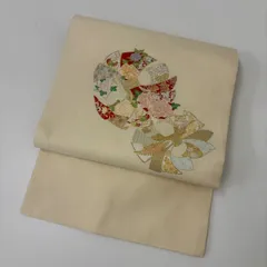 名古屋帯 束熨斗目に唐織の草花 九寸 正絹 MA-2508