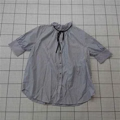 ◇ ⊂ エヌドット N. ストライプ フリルネック シャツブラウス Mサイズ レディース E  【1510290000240】