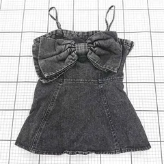 ◇ ⊂ クラネ CLANE デニムリボンキャミソールトップス F ブラック系 レディース E  【1510290006389】