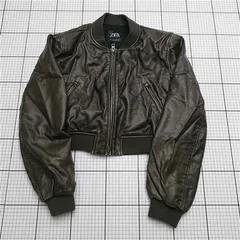 ◇ ⊇ ザラ ZARA 4341/731/800 フェイクレザー ボンバージャケット ブラック系 レディース E  【1511100007671】