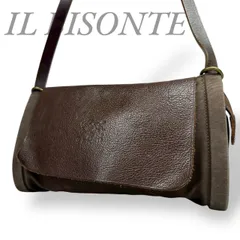 【B4231】イルビゾンテ IL BISONTE ショルダーバッグ レザー キャンバス ブラウン ファスナー レディース カジュアル フラップ