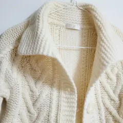 アイボリー ケーブル編み ニット カーディガン