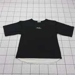 ◇ ⊂ フィラ FILA FH6415 ロゴ刺繍半袖Tシャツ ブラック系 Lサイズ レディース E  【1511110044277】