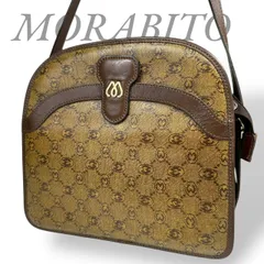 【B4229】MORABITO モラビト ショルダーバッグ PVCレザー ブラウン 総柄 ロゴマーク フランス製 斜め掛け レディース