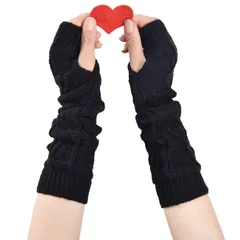 アームウォーマー ハンドウォーマー ニット 指無し 防寒 冬 綿 小さな腕全体を包む