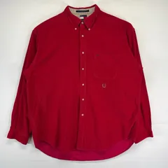 古着 90's/90年代 トミーヒルフィガー TOMMY HILFIGER 長袖シャツ 大きいサイズ コーデュロイシャツ ワンポイントロゴ XL  レッド メンズ