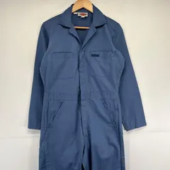 古着 ディッキーズ Dickies 長袖つなぎ オールインワン ワーク 作業着 ワンポイントロゴ 胸ポケット M 34/36  ブルー系 メンズ