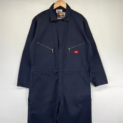 古着 ディッキーズ Dickies 長袖つなぎ デッドストック タグ付き オールインワン ワーク 作業着 ワンポイントロゴ CHEST 44  ネイビー メンズ