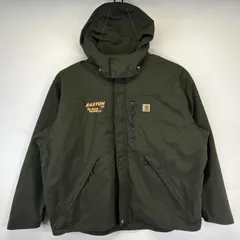 古着 カーハート Carhartt マウンテンパーカー 大きいサイズ 企業刺繍ロゴ フルジップ アウトドア 2XL  カーキ メンズ