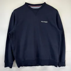 古着 トミーヒルフィガー TOMMY HILFIGER スウェット 大きいサイズ トレーナー クルーネック ワンポイントロゴプリント 2XL  ネイビー メンズ