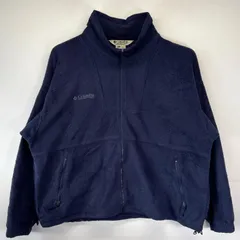 古着 コロンビア Columbia フリースジャケット 大きいサイズ フルジップ アウトドア ワンポイントロゴ刺繍 2XL  ネイビー メンズ