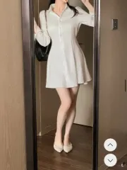 新品) FROMDAYONE フロムデイワン シャツワンピース ホワイトワンピース