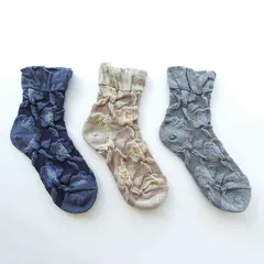 美容 ソックス ルーム 靴下 レディース 暖かい 冬 厚手 プレゼント あったか 温かい 口ゴムゆったり 日本製 花柄 グレー ベージュ スカイブルー