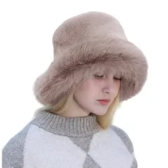 【新品】 [IPENNYE] 帽子 レディース 秋冬 ニット帽 女性用 ニットキャップ ラビットファー 帽子 防寒 裏起毛 厚手 暖かい ふわふわ 可愛い 小顔効果 冬帽子 お出掛け 自転車 通勤 スキー スノー 寒さ対策 ファッション 冬物 クリスマス  1