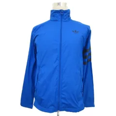 アディダスオリジナルス adidas originals スポーツウェア ウィンドブレーカー ブルゾンジャケット M ブルー 青 スタンドカラー フード付き 2way ミドル丈 /YS18 ■GY61