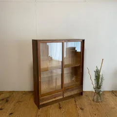 アンティーク 古家具 古道具 ガラス戸棚 食器棚 キャビネット 木製 飾り棚 レトロ y382